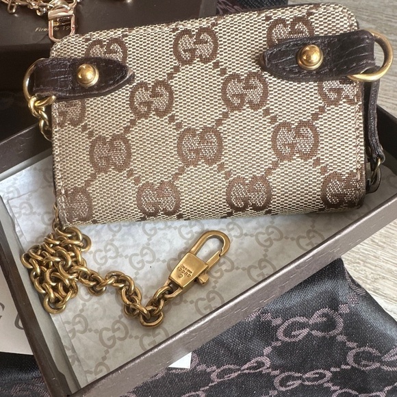 Gucci GG Canvas w Leather Micro Mini Chain Pouch Bag - Picture 8 of 16